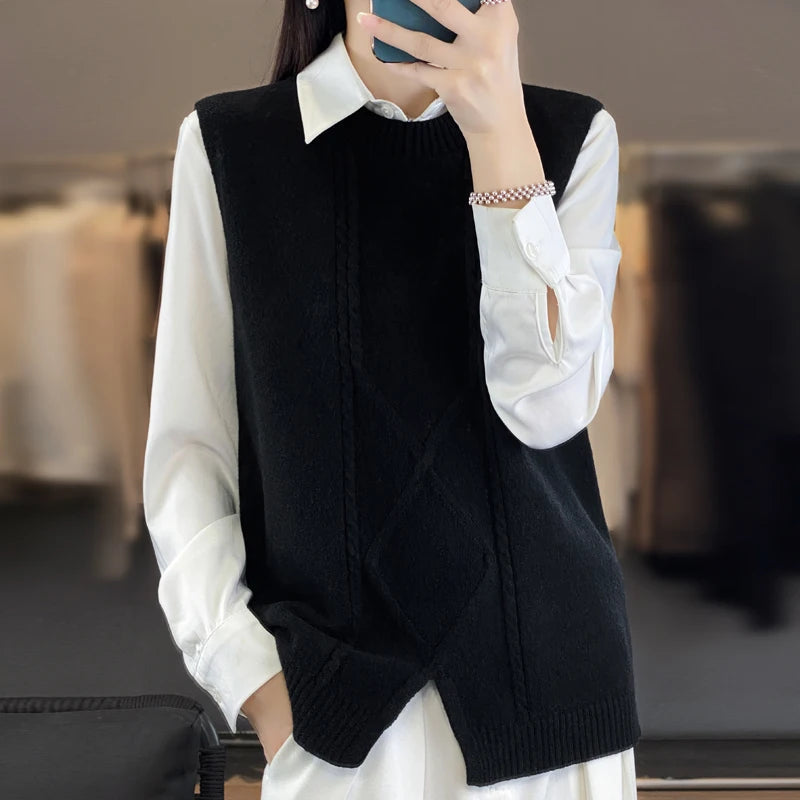 Womens Cashmere Knit Vest Soft Fit