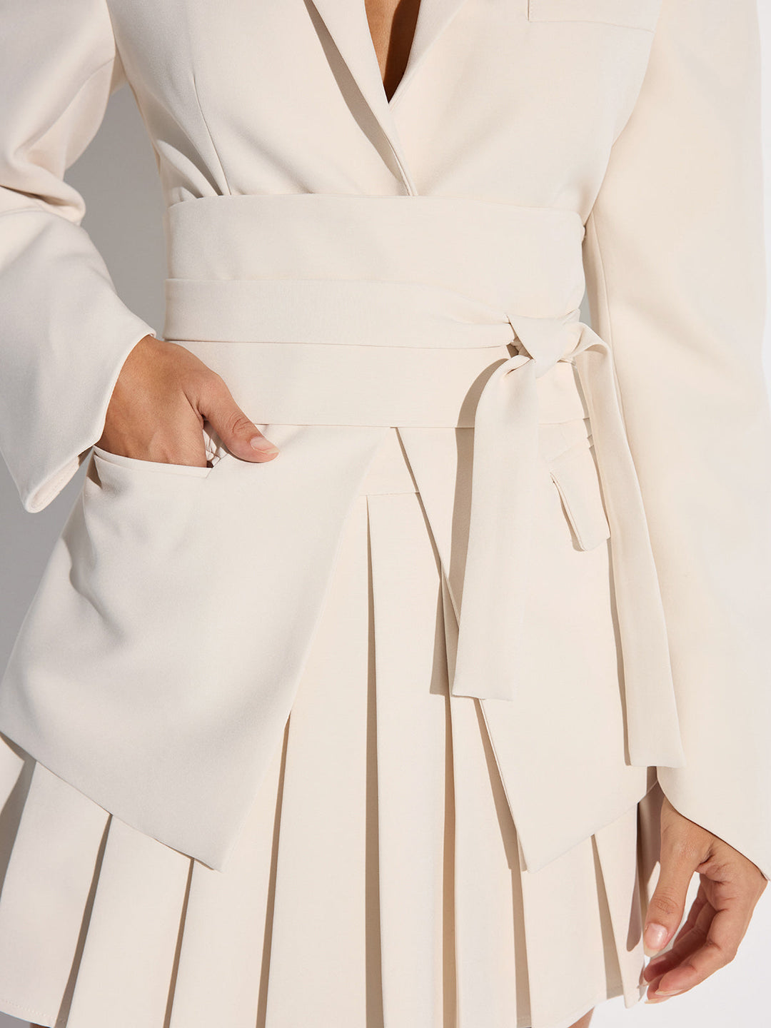 Womens Blazer with Belted Cinched Waist Tailored Fit