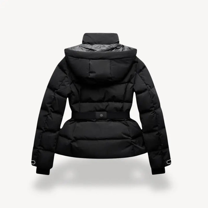 Womens Puffer Jacket with Belted Waist