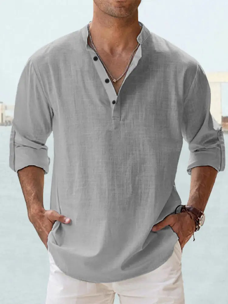 Mens Long-Sleeve Shirt Cotton Relaxed Fit