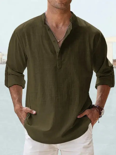 Mens Long-Sleeve Shirt Cotton Relaxed Fit