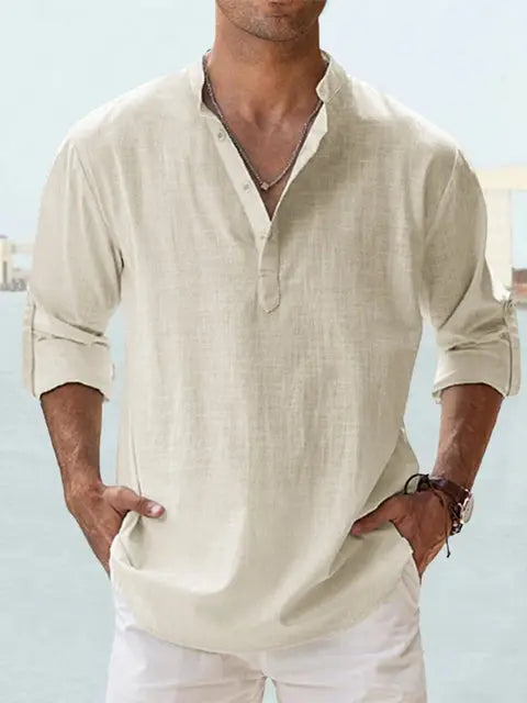 Mens Long-Sleeve Shirt Cotton Relaxed Fit