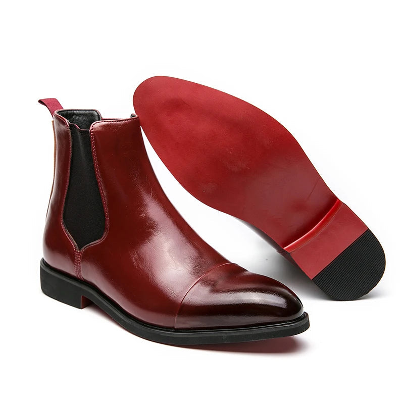 Womens Chelsea Ankle Boots Leather Slip-On