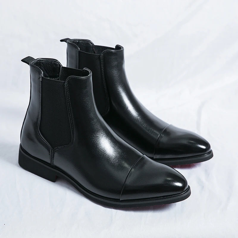 Womens Chelsea Ankle Boots Leather Slip-On