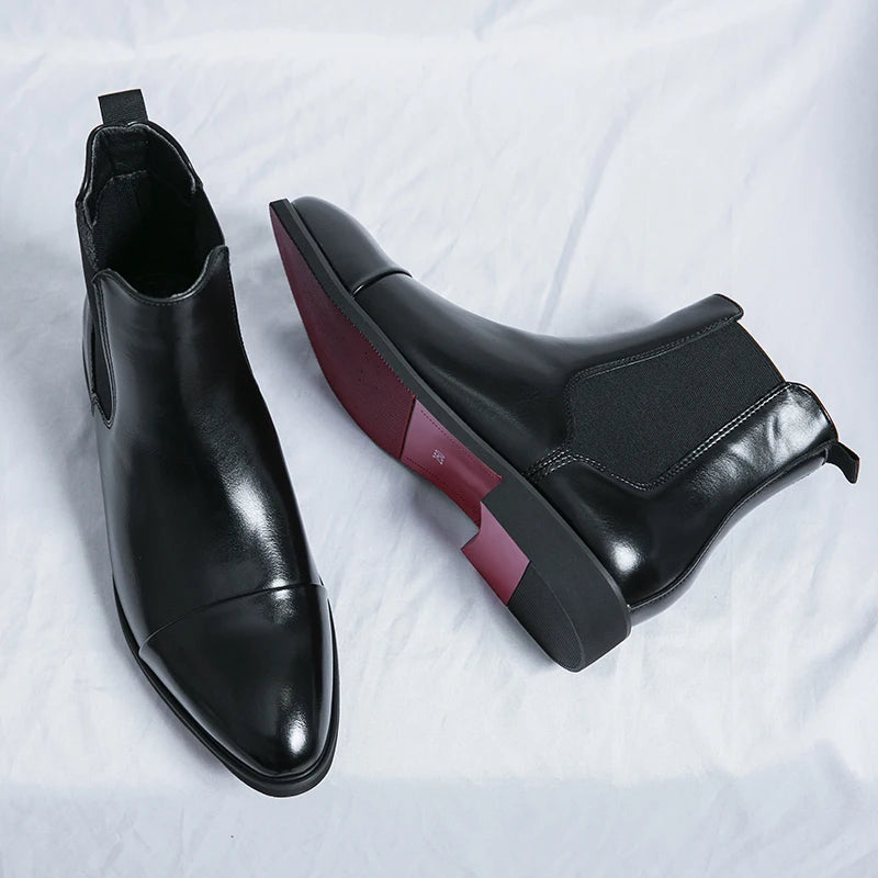 Womens Chelsea Ankle Boots Leather Slip-On