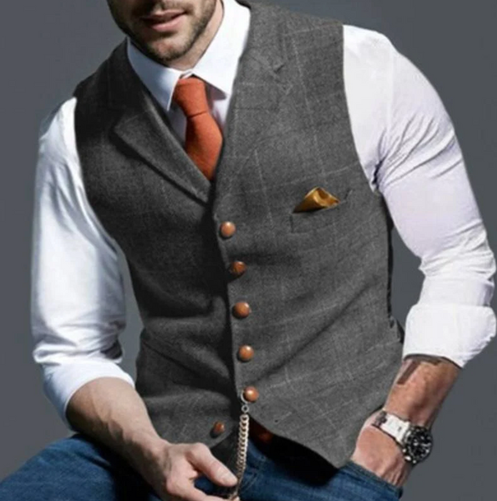Mens Sleeveless Vest with Notched Collar