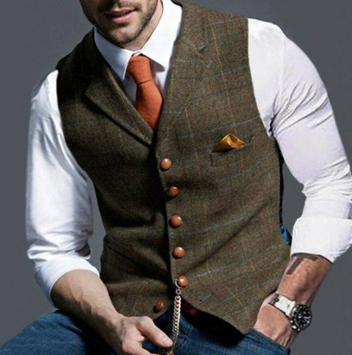 Mens Sleeveless Vest with Notched Collar
