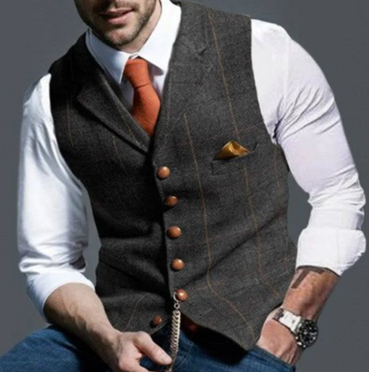 Mens Sleeveless Vest with Notched Collar