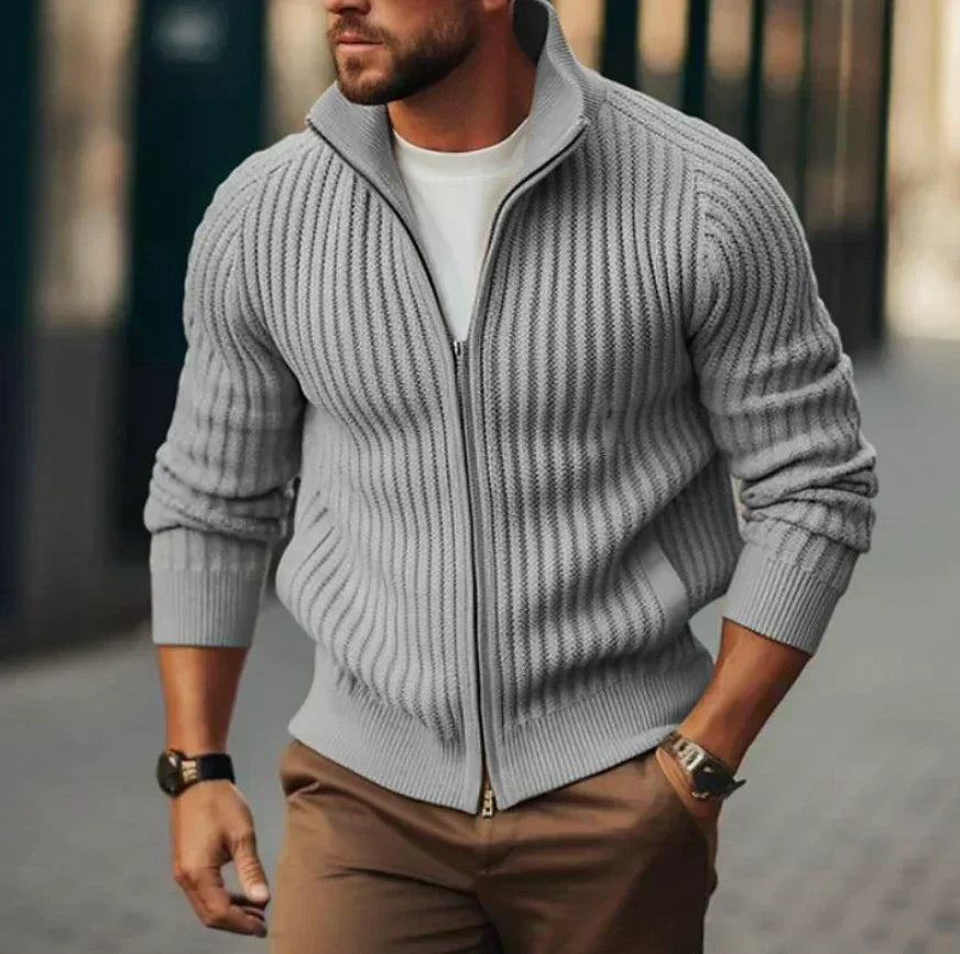 Mens Thermal Cardigan Full-Zip Classic Fit