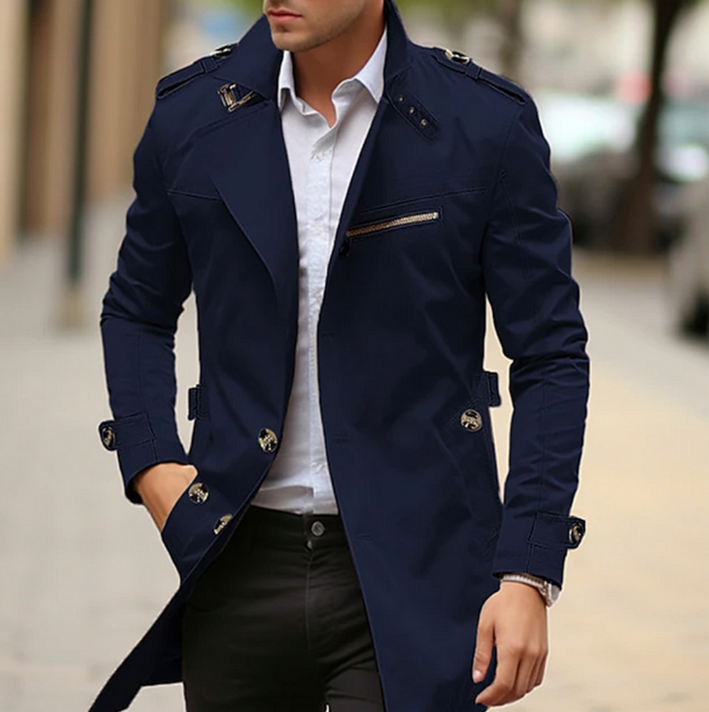 Mens Long Waterproof Coat Classic Fit