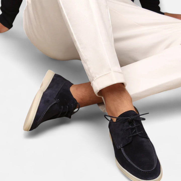 Mens Derby Shoes Suede Moc Toe
