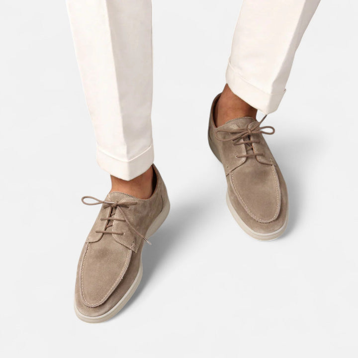 Mens Derby Shoes Suede Moc Toe