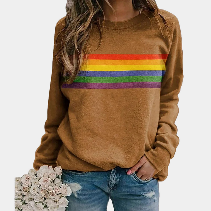Womens Sweatshirt with Stripe Pattern Regular Fit