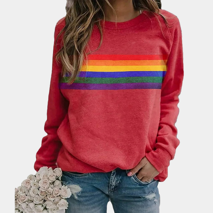 Womens Sweatshirt with Stripe Pattern Regular Fit