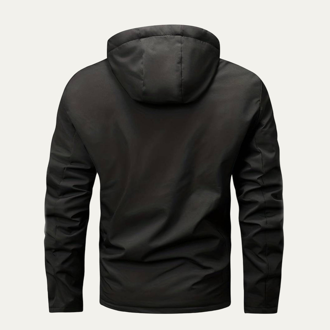 Mens Hooded Windbreaker Utility Field Jacket