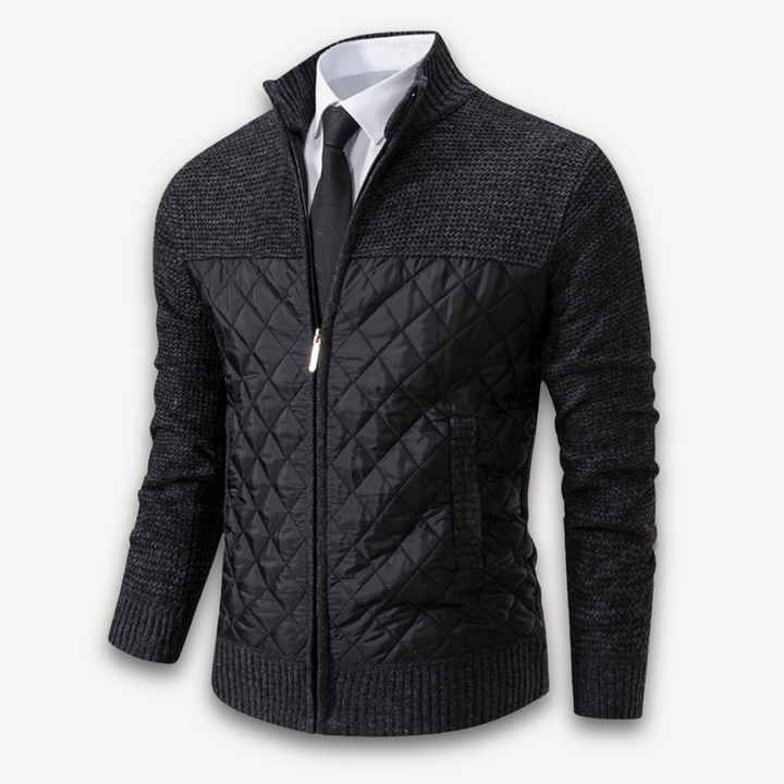 Mens Quilted Jacket Knitted Sleeves Casual Warm Fit - BritishMode