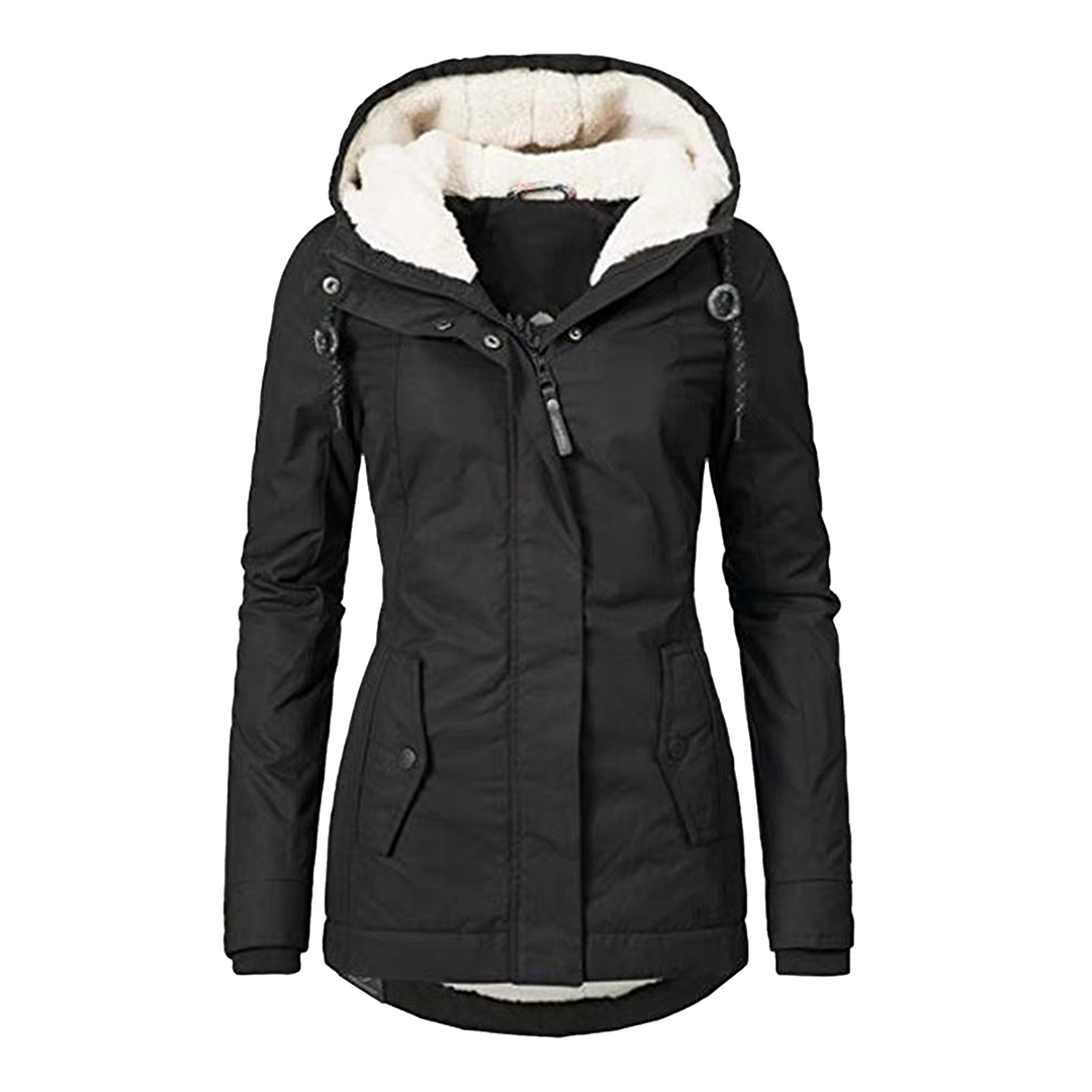 Womens Waterproof Parka Coat with Fleece and Zip Pockets