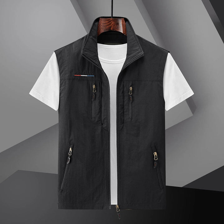 Mens Utility Travel Vest Multi-Pocket Lightweight