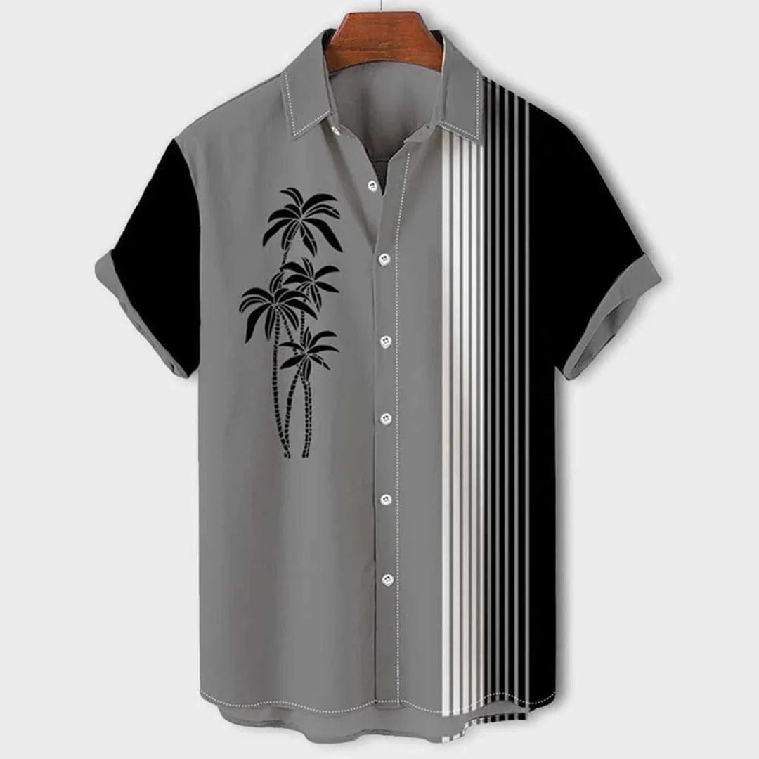 Mens Polo Shirt with Tropical Print Cotton Casual Fit