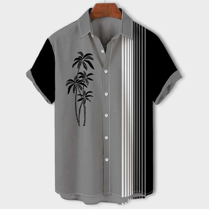 Mens Polo Shirt with Tropical Print Cotton Casual Fit