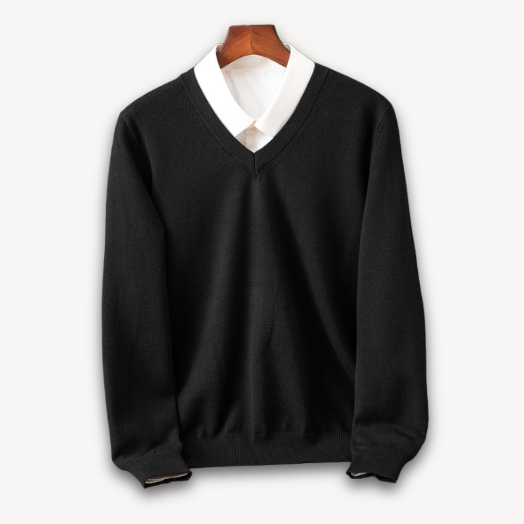 Mens Cashmere Sweater Elegant V-Neck - BritishMode