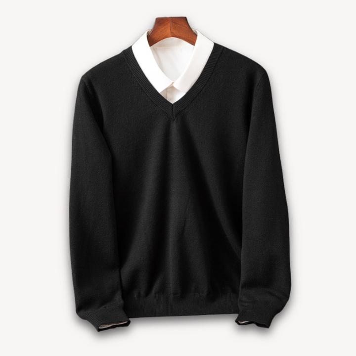 Mens Cashmere Sweater Elegant V-Neck - BritishMode
