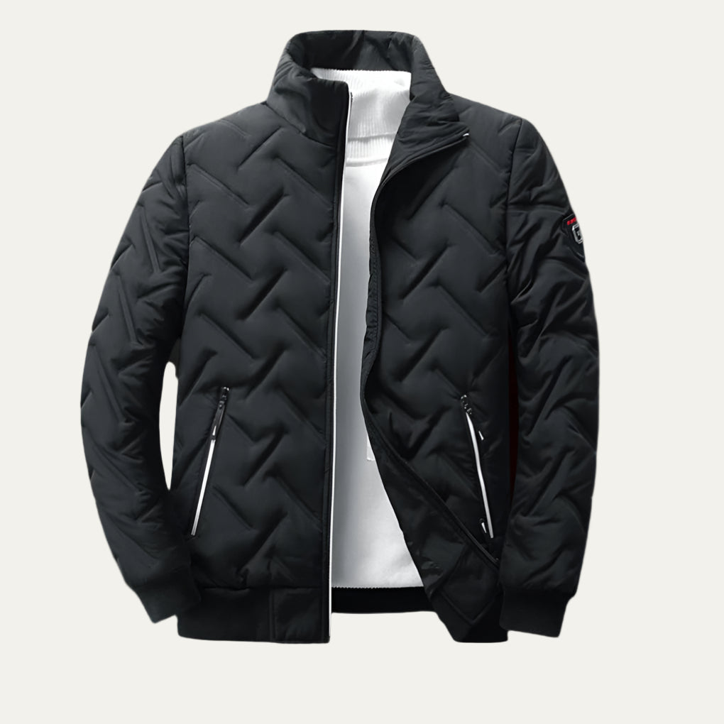 Mens Quilted Puffer Jacket with High Collar Modern Fit - BritishMode