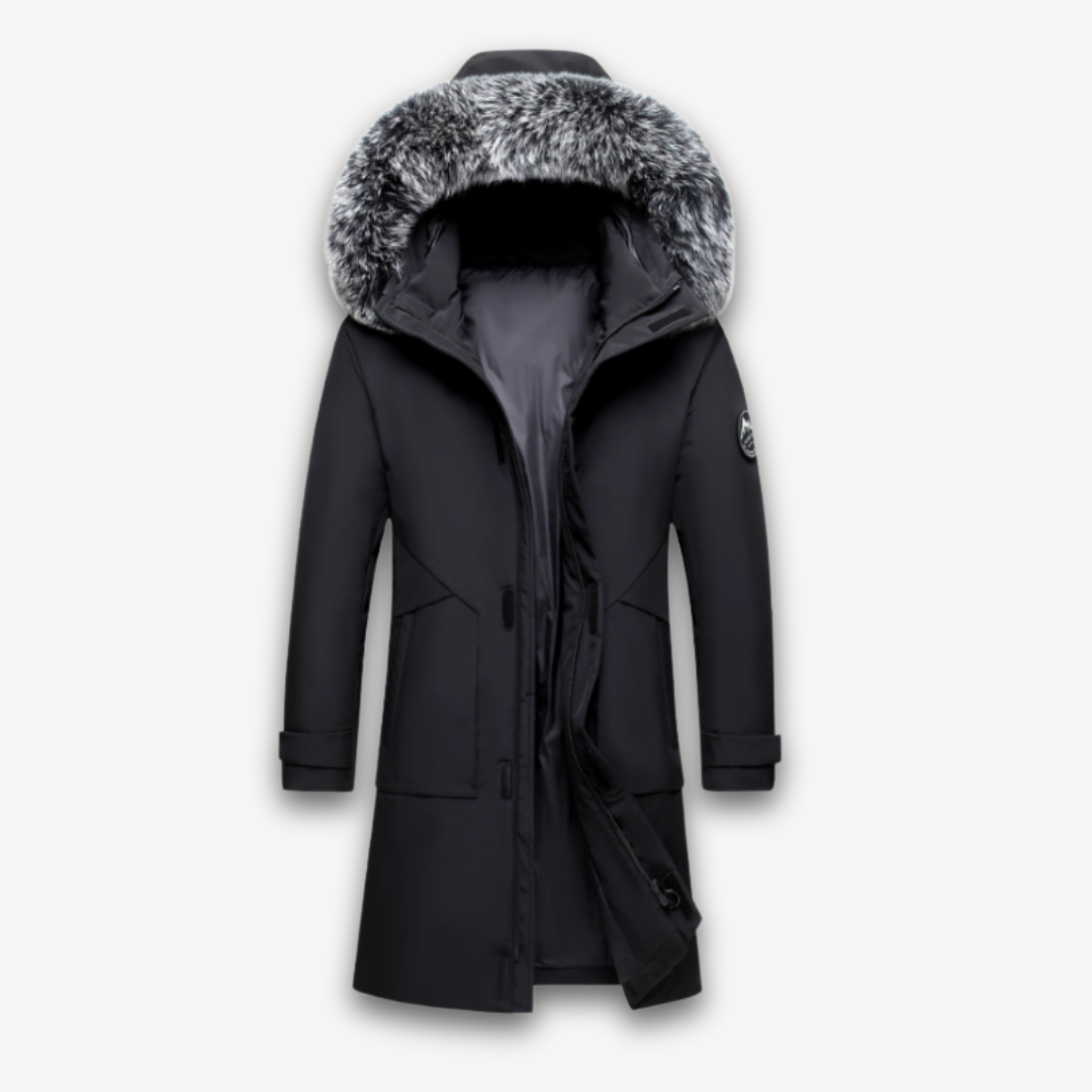 Mens Waterproof Parka Coat with Faux Fur Hood