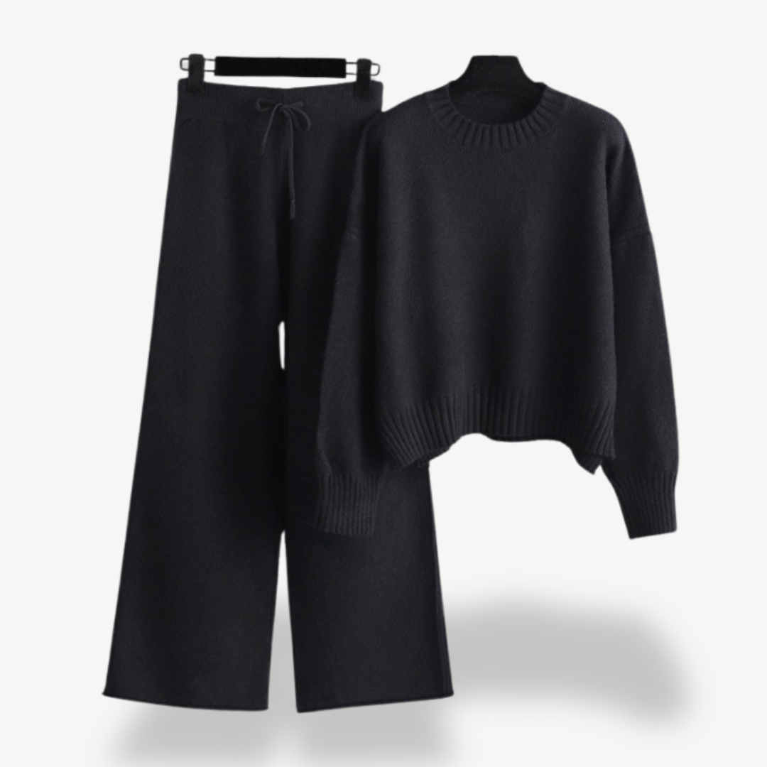 Womens Knit Loungewear Set Relaxed Fit