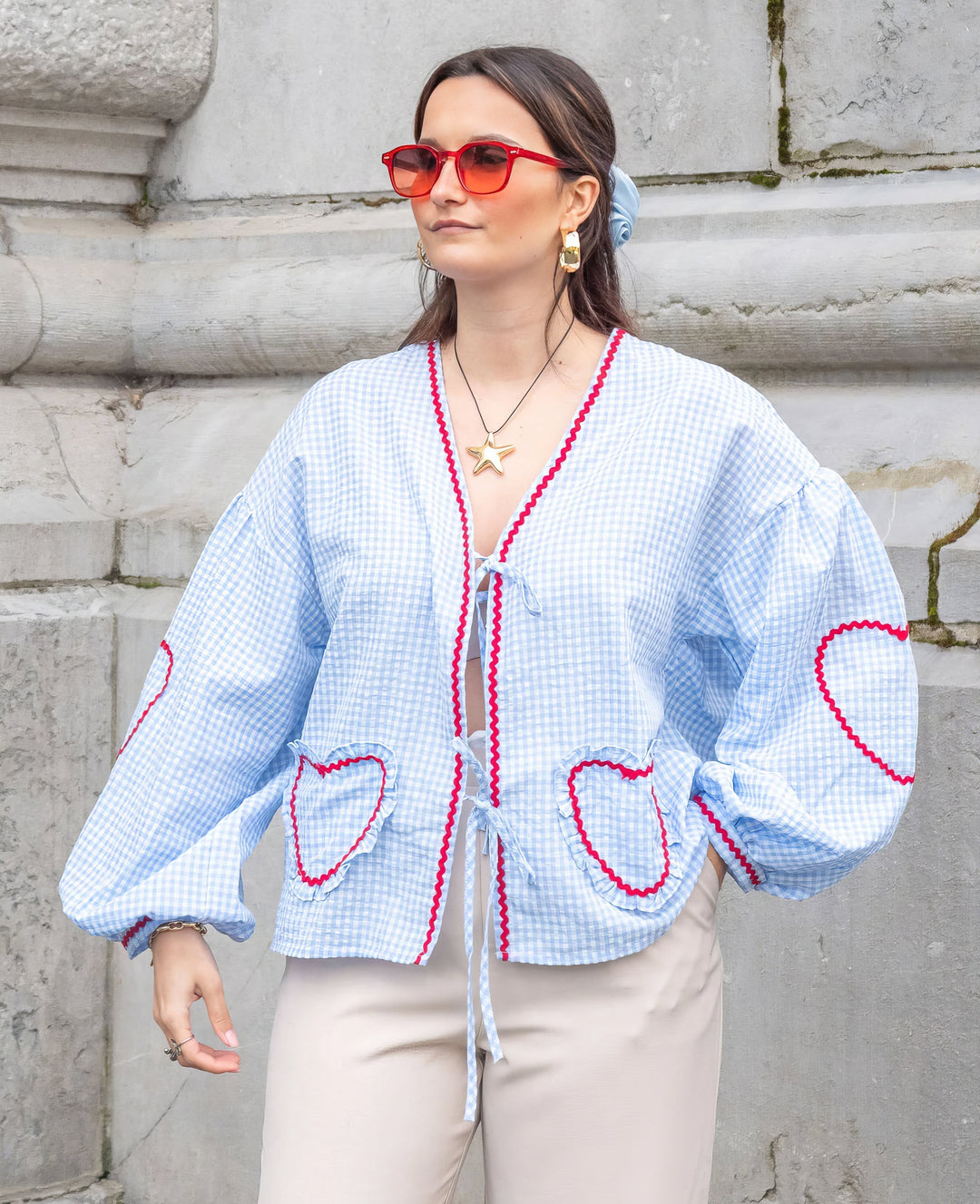 Womens Heart Pattern Top with Fashionable Fit