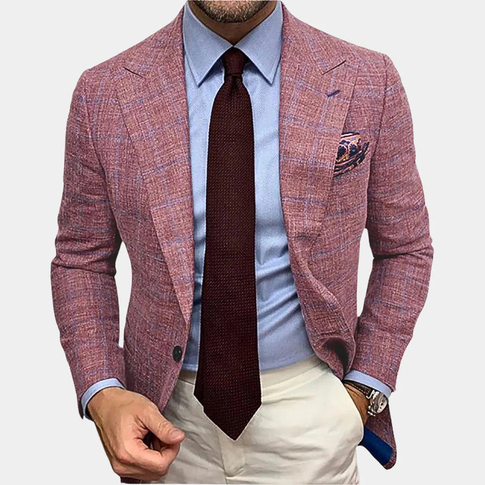 Mens Blazer Fabric Blend Slim Tailored Fit - BritishMode