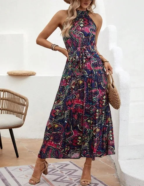 Womens Sundress Halter Neck Sleeveless