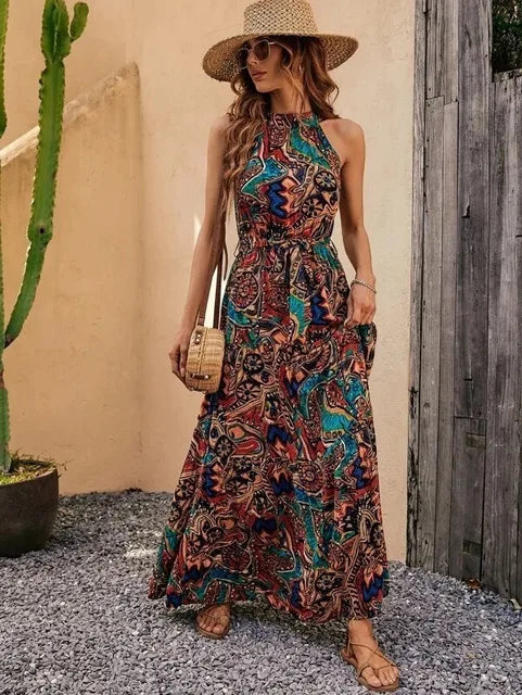 Womens Sundress Halter Neck Sleeveless
