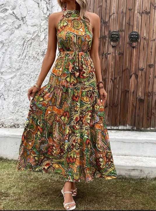 Womens Sundress Halter Neck Sleeveless