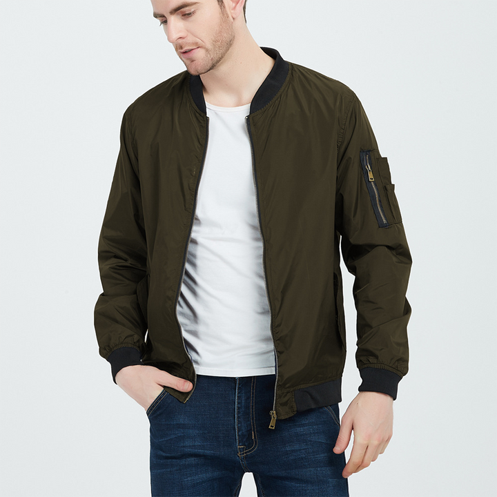 Mens Bomber Jacket Fabric Blend Smooth Lining Windshield