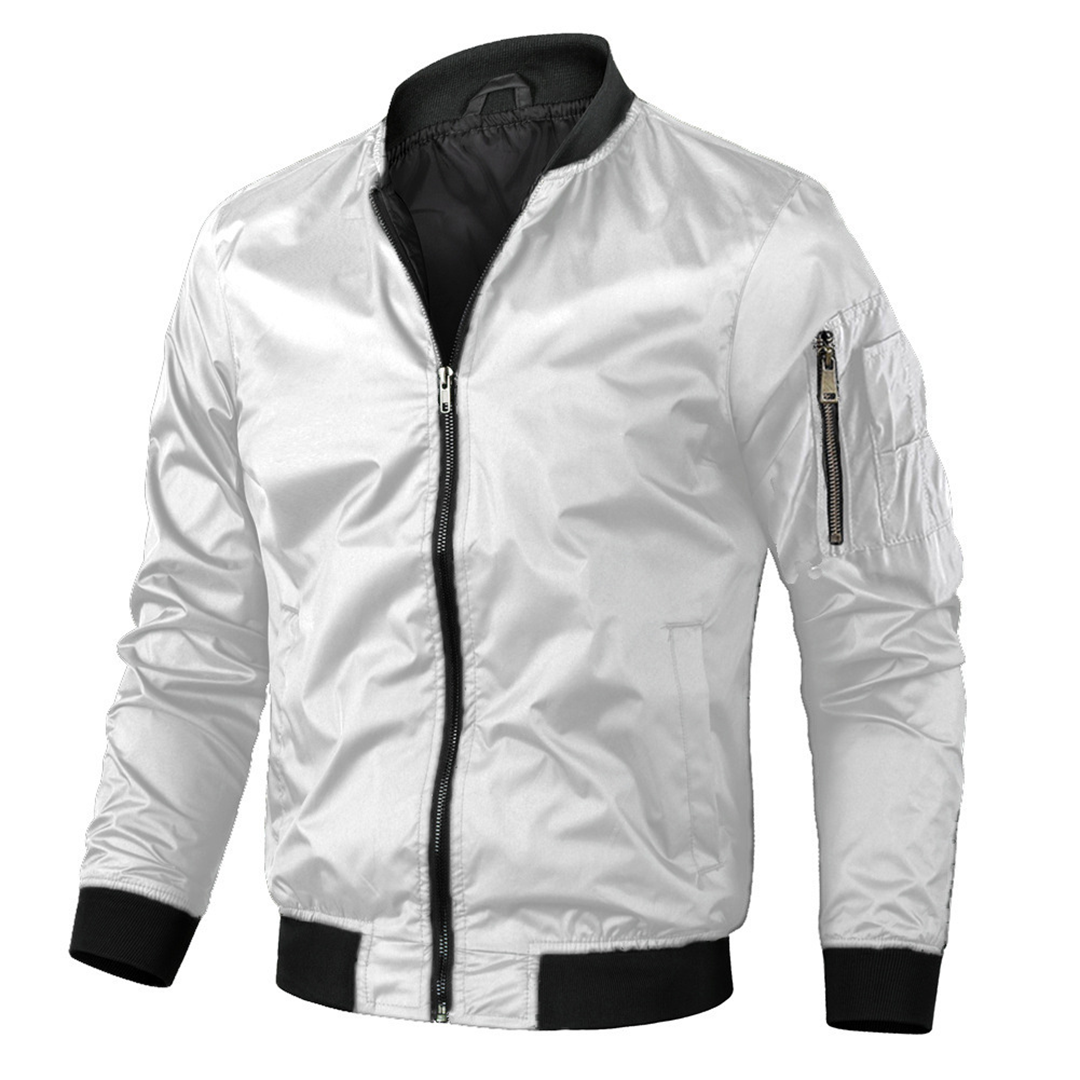 Mens Bomber Jacket Fabric Blend Smooth Lining Windshield