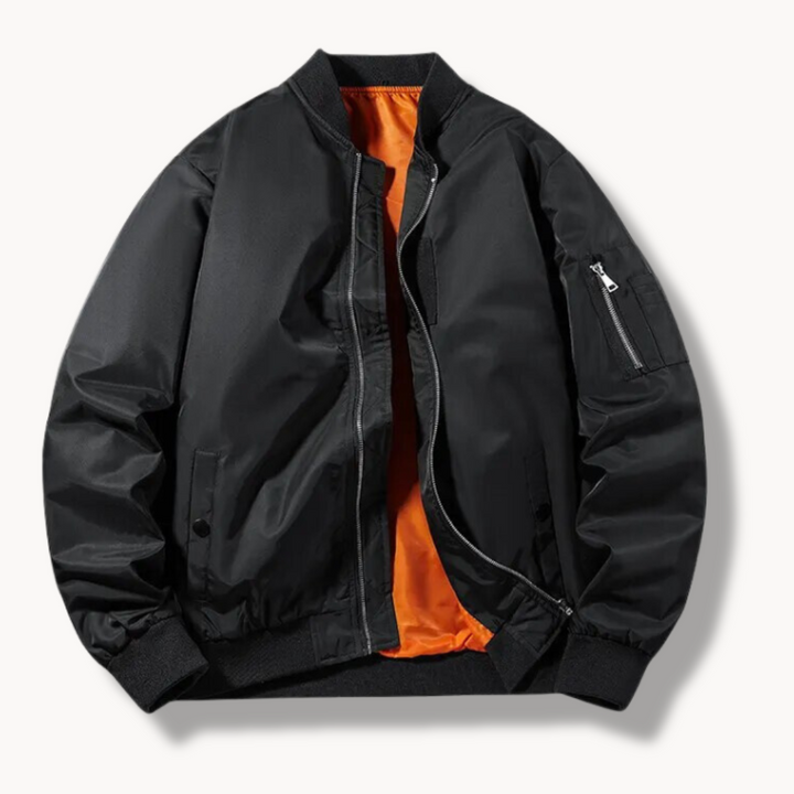 Mens Bomber Jacket Polyester Blend Ribbed Trim Stretch Fit