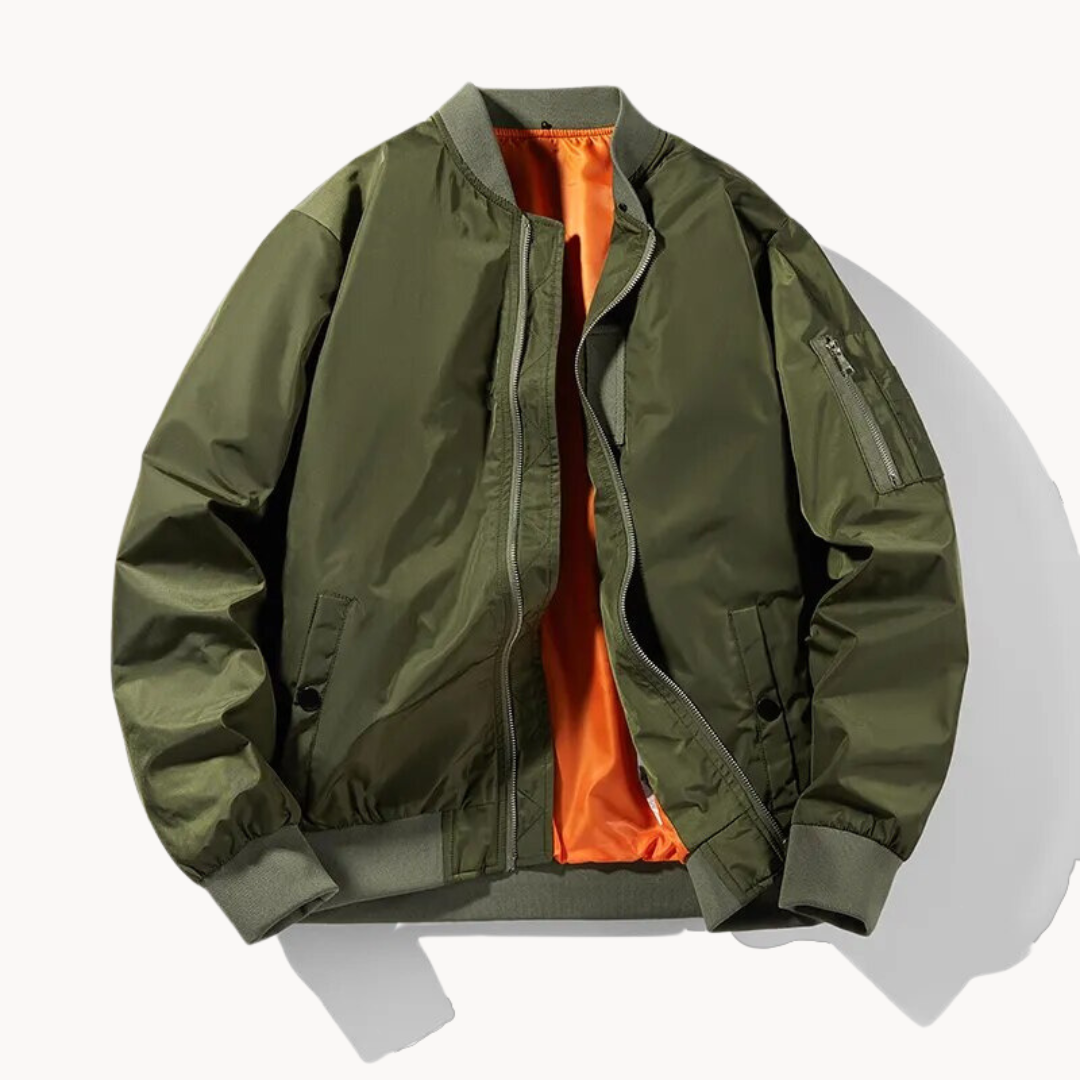 Mens Bomber Jacket Polyester Blend Ribbed Trim Stretch Fit
