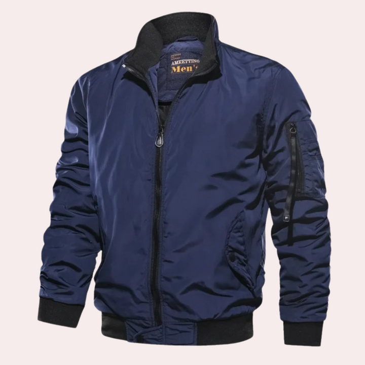 Mens Bomber Jacket Polyester Blend Slim Fit Windproof