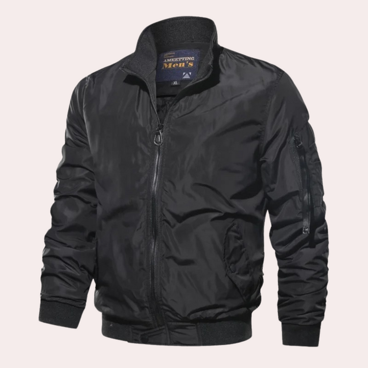 Mens Bomber Jacket Polyester Blend Slim Fit Windproof