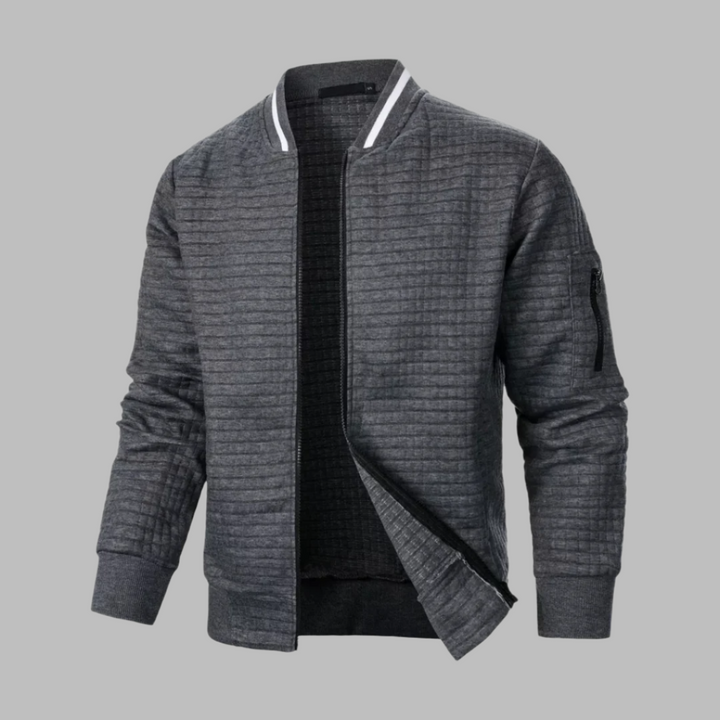 Mens Bomber Jacket Quilted Body Ribbed Trim Slim Fit