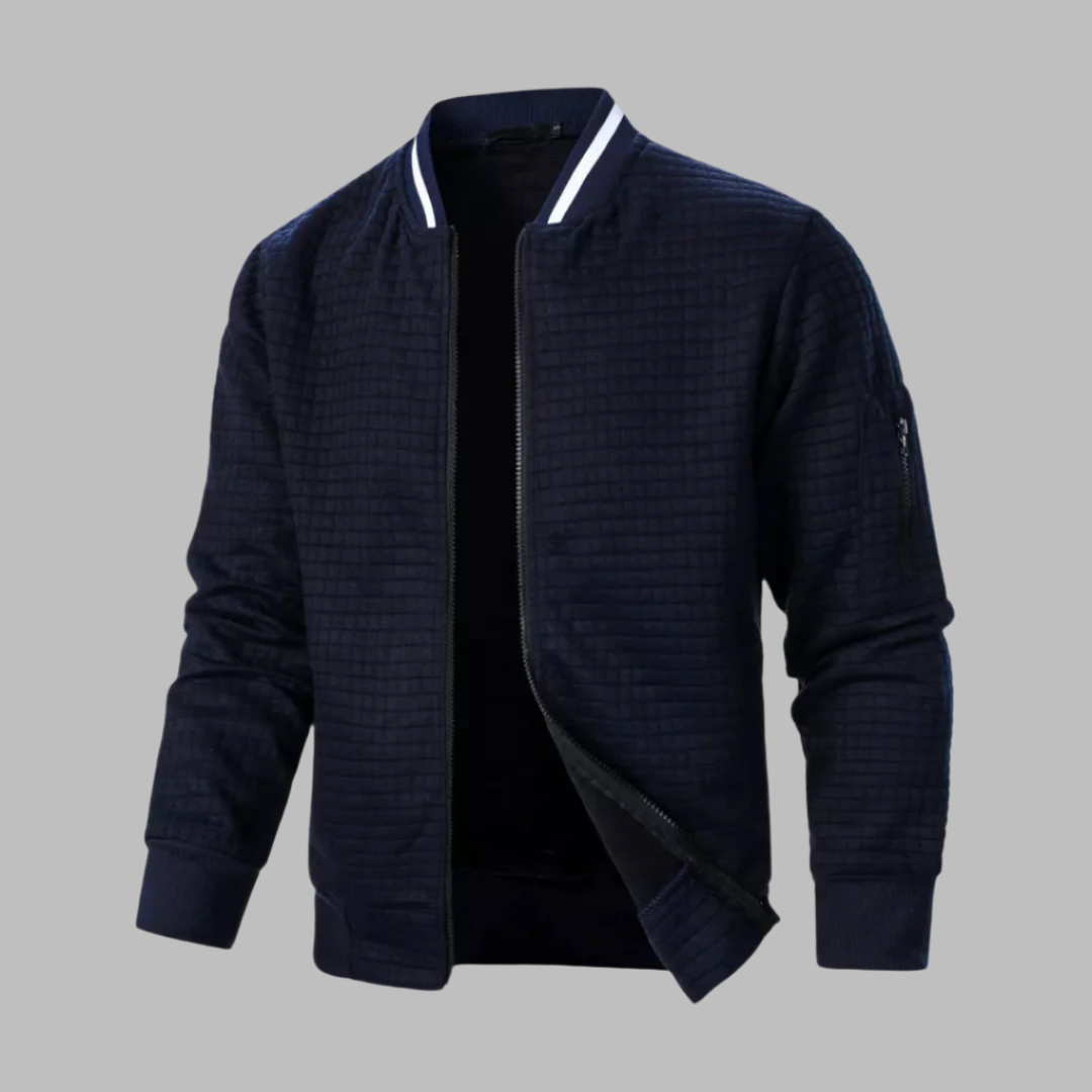 Mens Bomber Jacket Quilted Body Ribbed Trim Slim Fit