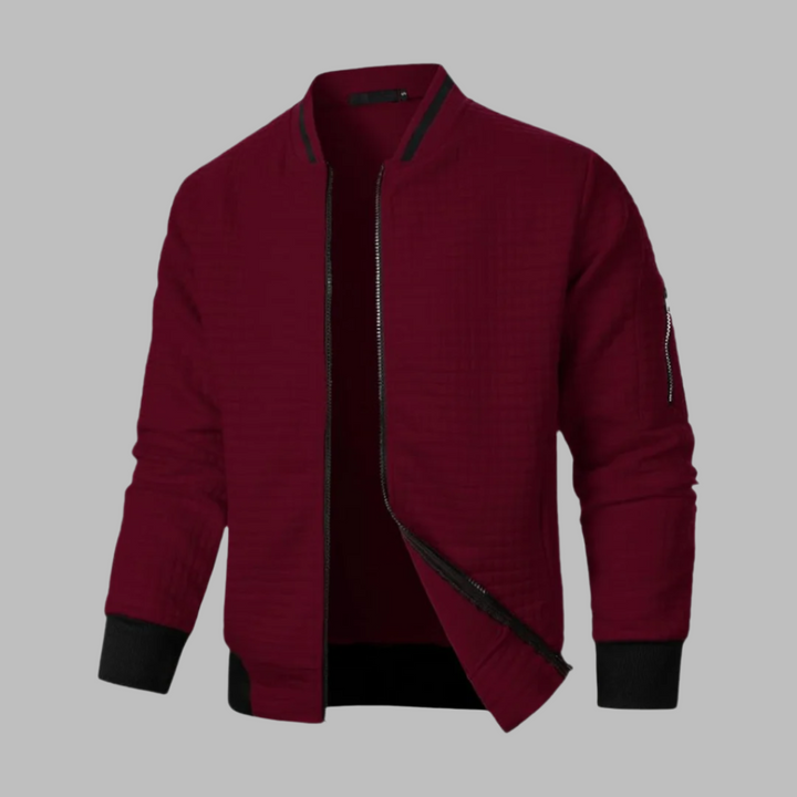 Mens Bomber Jacket Quilted Body Ribbed Trim Slim Fit