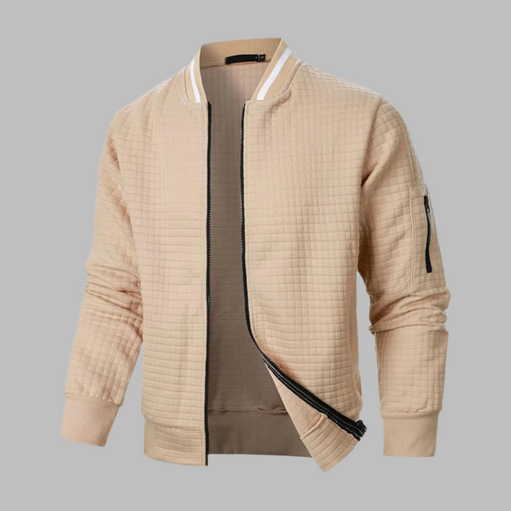 Mens Bomber Jacket Quilted Body Ribbed Trim Slim Fit