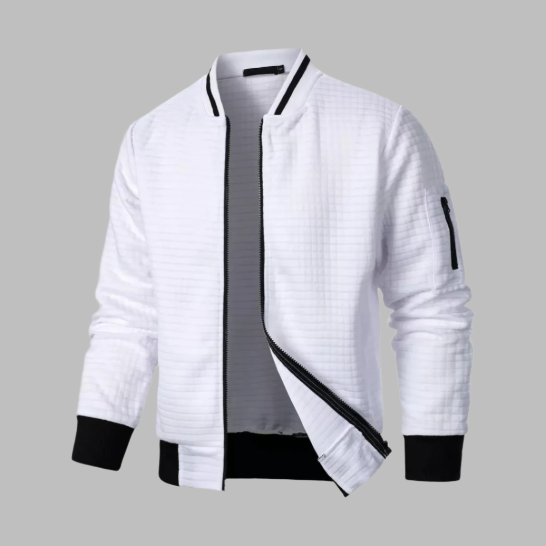 Mens Bomber Jacket Quilted Body Ribbed Trim Slim Fit - BritishMode