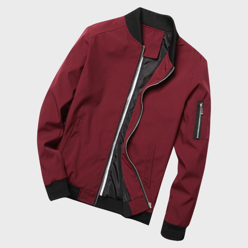 Mens Bomber Jacket Lightweight Slim Fit Zip Front