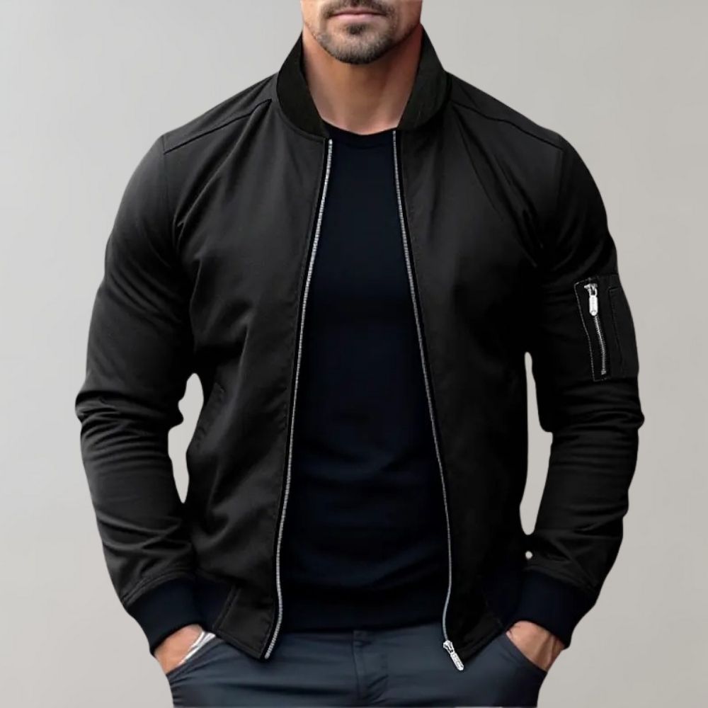 Mens Bomber Jacket Lightweight Slim Fit Zip Front