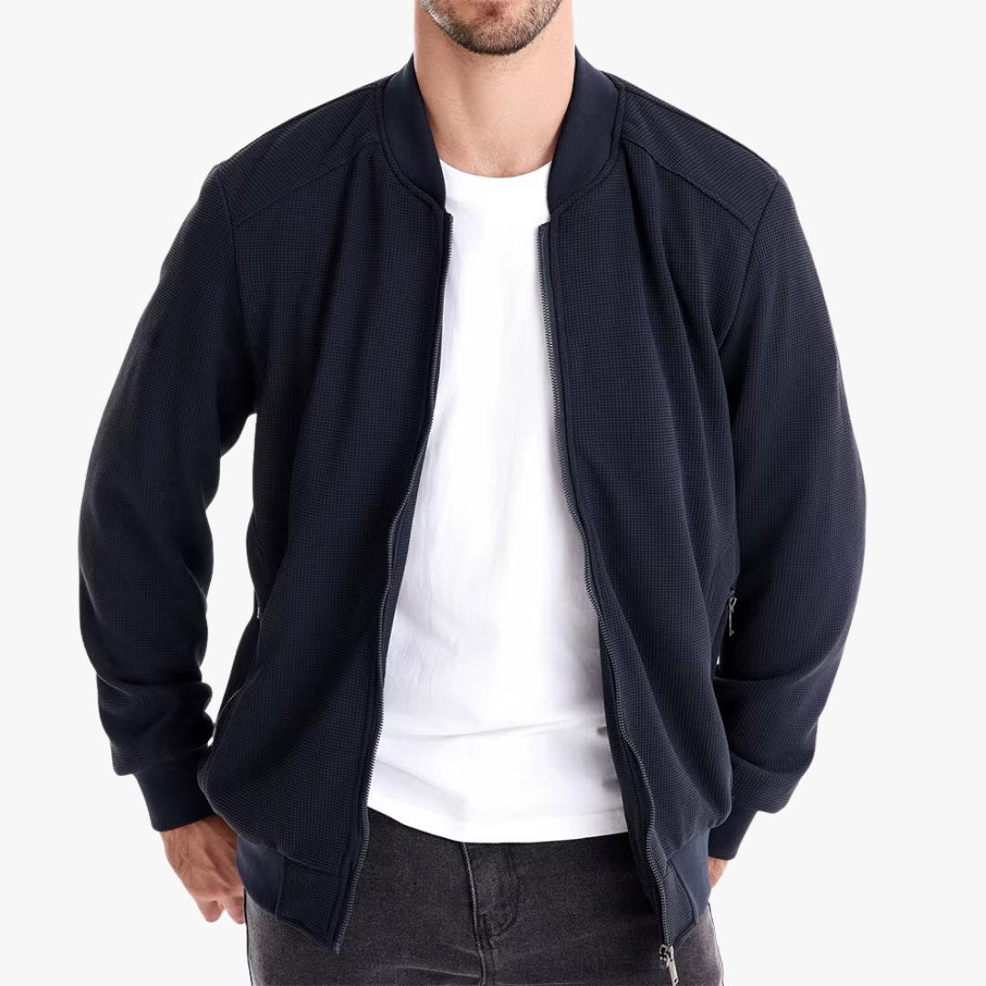 Mens Bomber Jacket Waffle Knit Blend Breathable Fit