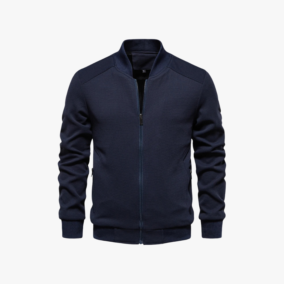 Mens Bomber Jacket Waffle Knit Blend Breathable Fit - BritishMode
