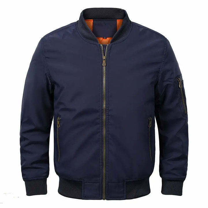 Mens Bomber Jacket Polyester Blend Lined Ribbed Cuffs Wind Resistant - BritishMode